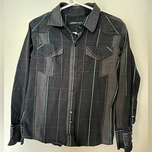 Edgy Long Sleeve Button Down Shirt with Snap Buttons